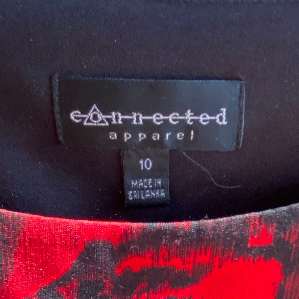 Connected Apparel Red and Black Floral Midi Dress - Picture 5 of 7